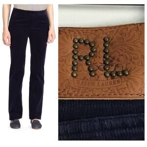 Ralph Lauren Sport Dark Ink Navy Blue Velvet Corduroy Bootcut Pants Jeans 8 x 32